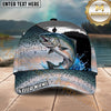 Maxcorners Fishing Green Scale Angler Silhouette Water Splash Personalized Name 3D Cap (12 Fish Species)