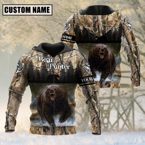 Maxcorners Custom Name Bear Hunting Shirt 3D All Over Printed Clothes