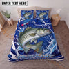 Maxcorners Fishing Blue Water Splash Personalized Name Unisex 3D Bedding Set (13 Fish Species)