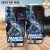 Maxcorners Fishing Tumbler Midnight Blue Cosmic Swirl Design Personalized Name Tumbler (13 Species)