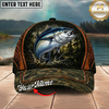 Maxcorners Fishing Forest Camo Orange Trim Personalized 3D Cap (12 Fish Species)