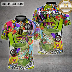 Maxcorners Darts Crocodile Cartoon Multioptions Personalized Name, Team Name Unisex 3D Shirt