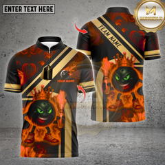 Maxcorners Bowling Shirt Fire Flame King Multioptions Personalized Name, Team Name Unisex 3D Shirt (4 Colors)