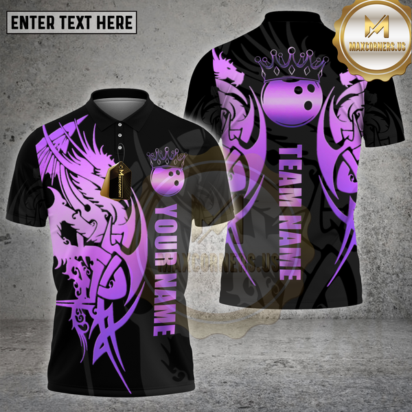 Maxcorners Dragon Bowling Shirt Golden Tribal Multioptions Personalized Name, Team Name Unisex 3D Shirt (4 Colors)