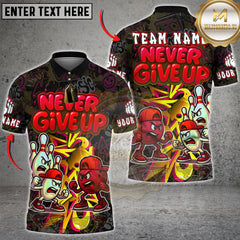 Maxcorners Bowling Shirt Graffiti Never Give Up Multioptions Personalized Name, Team Name Unisex 3D Shirt (4 Colors)
