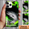 Maxcorners Fishing Neon Green Splash Personalized Name 3D Phone Case  (13 Fish Species)