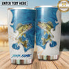 Maxcorners Fishing Tumbler White Blue Ornamental Ocean Design Personalized Name Tumbler (13 Species)