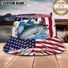 Maxcorners Fishing Red Black Vortex Fishing Design with Bold Splash Personalized Name 3D Bucket Hat (13 Fish Species)