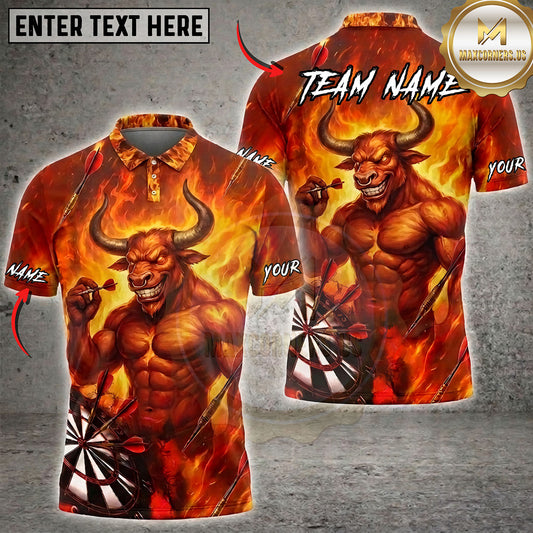 Maxcorners Darts Muscular Minotaur Energy Design Multiple Options Personalized Name, Team Name 3D Shirt