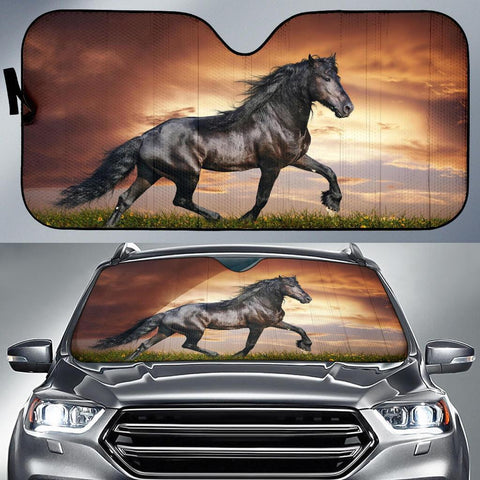 Maxcorners Black Horse Art Car Sun Shade