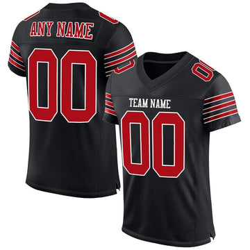 Maxcorners Custom Black Red-White Mesh Authentic Classic Football Jersey LM2605