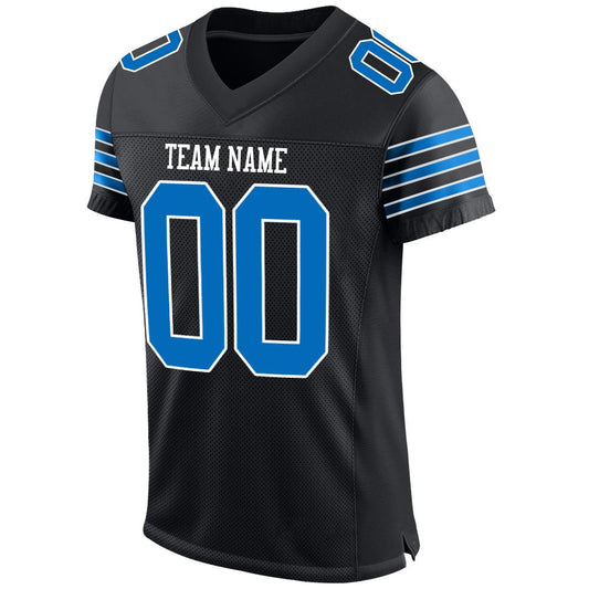 Maxcorners Custom Black Panther Blue-White Mesh Authentic Football Jersey LM2605