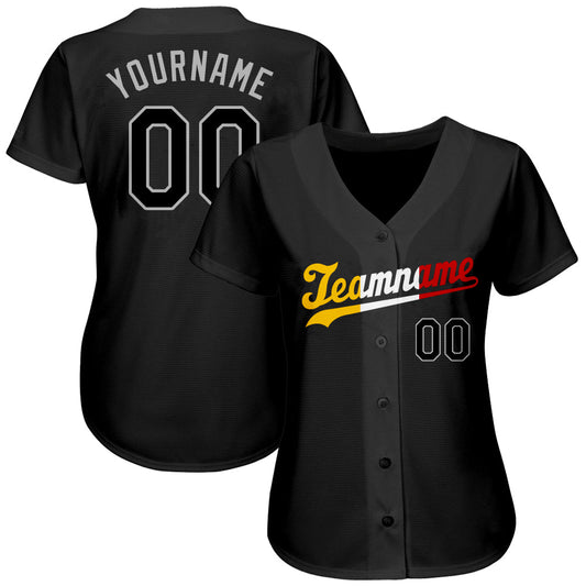 Maxcorners Custom Black Black-Gold Authentic Split Fashion Baseball Jersey LM2605