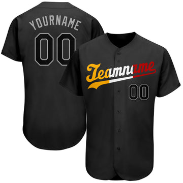 Maxcorners Custom Black Black-Gold Authentic Split Fashion Baseball Jersey LM2605