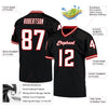 Maxcorners Custom Black White-Red Mesh Authentic Throwback Football Jersey LM2605