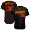 Maxcorners Custom Black Red Pinstripe Red-Gold Authentic Baseball Jersey LM2605