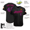 Maxcorners Custom Black Gray Pinstripe Purple-Red Authentic Baseball Jersey LM2605