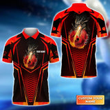 Maxcorners Bowling Dragon Fire Flame 3D Custom Name Shirt