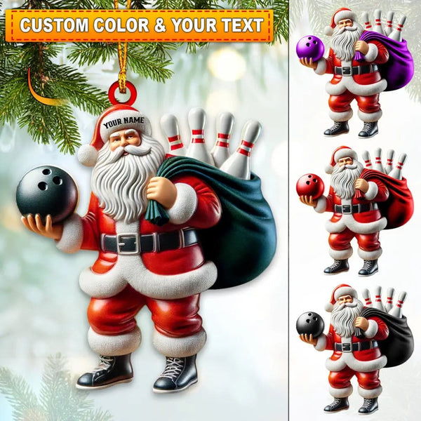 Maxcorners Bowling Santa Christmas Home Decor Christmas Ornament, Personalized Ornament