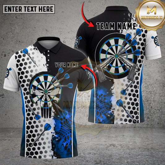 Maxcorners Darts Shirt Skull Target Shooter Multicolor Options Personalized Name, Team Name 3D Shirt (4 Colors)