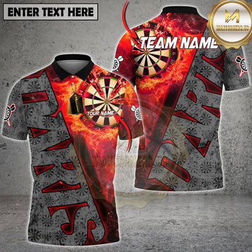 Maxcorners Fire Dartboard Flame Graphic Multi Options Personalized Name, Team Name 3D Shirt (5 Colors)