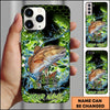 Maxcorners Fishing Neon Green Honeycomb Water Splash Personalized Name Phone Case (10 Fish Species)