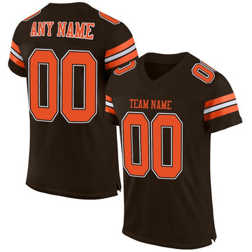 Maxcorners Custom Brown Orange-White Mesh Authentic Classic Football Jersey LM2605