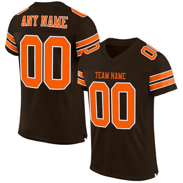 Maxcorners Custom Brown Orange-White Mesh Authentic Football Jersey LM2605