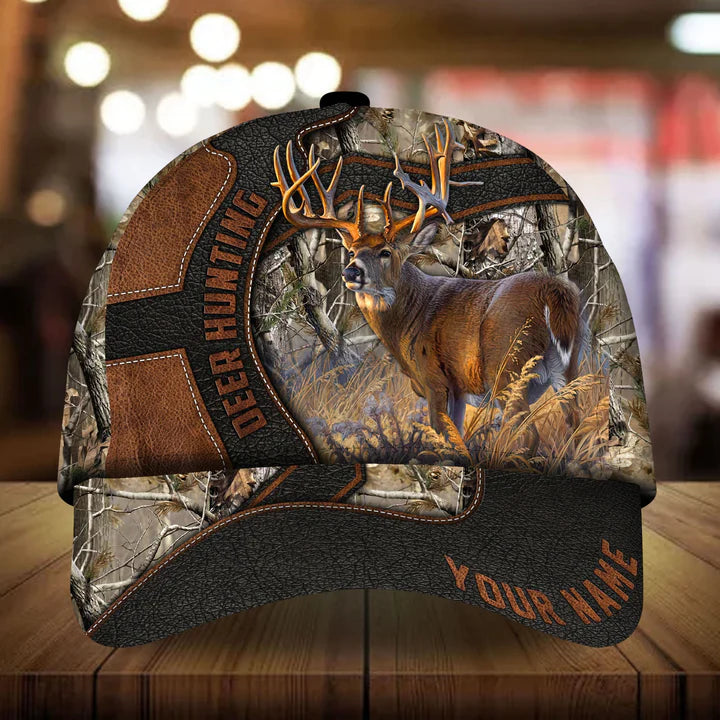 Maxcorners Premium Unique Leather Deer Hunting Personalized Hats 3D Multicolored