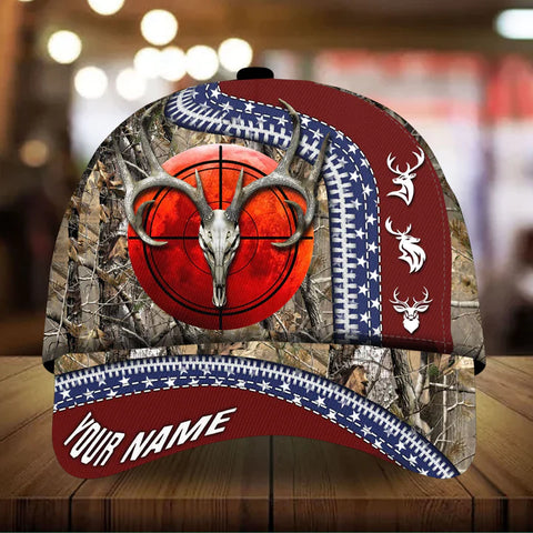 Maxcorners Premium Unique Skull Deer Hunting Personalized Hats 3D Multicolored