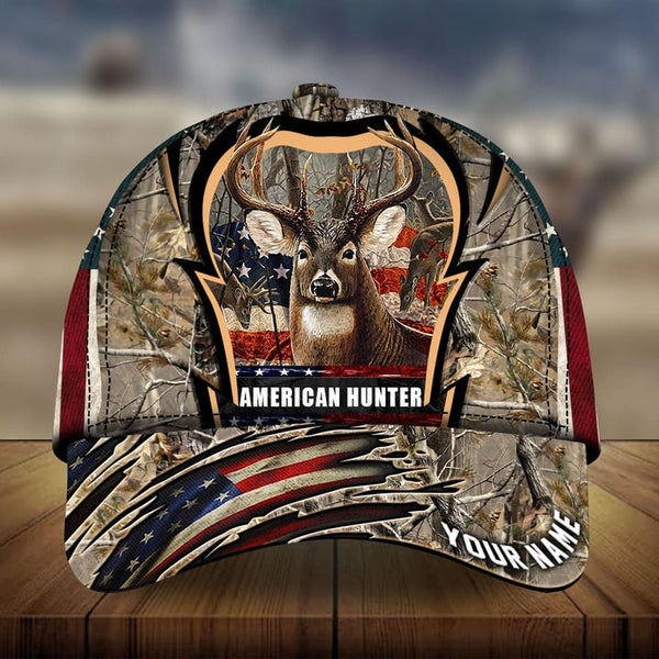 Maxcorners American Hunter US Flag Pattern 3D Multicolor Personalized Cap