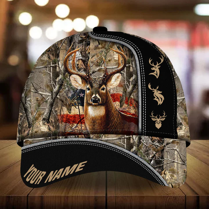 Maxcorners The Best Deer Hunting Leather Personalized Hats 3D Multicolored