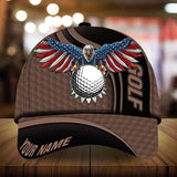 Maxcorners Golf Premium Eagle And Golf Personalized Name All Over Printed Cap