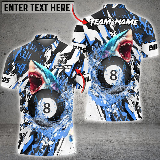 Maxcorners Billiards Ball 8 Grunge Shark Personalized Name, Team Name Unisex Shirt ( 4 Colors )