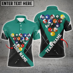 Maxcorners Personalized Name Green Billiard Balls 3D All Over Print Polo Shirts