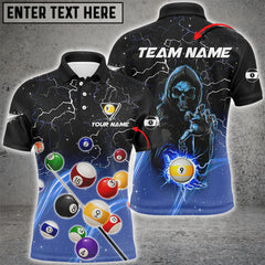 Maxcorners Thunder Lighting Blue Billiard Balls Polo Shirts For Men