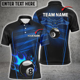 Maxcorners Personalized Flame 8 Ball Pool Polo Shirts For Men