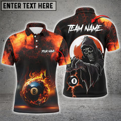 Maxcorners Personalized Flame 8 Ball Pool Billiard Polo Shirts For Men