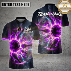 Maxcorners Bowling Fire Lightning Strike Explosion Graphic Multi Options Personalized Name, Team Name 3D Shirt