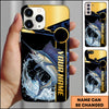 Maxcorners Fishing Black Gold Tech Frame Water Splash Personalized Name Phone Case (10 Fish Species)
