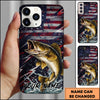 Maxcorners Fishing USA Flag Splash Patriotic Art Personalized Name Phone Case (10 Fish Species)
