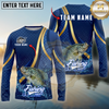 Maxcorners Fishing Sport Stripe Scale Pattern Personalized Name, Team Name Long Sleeve Shirt (9 Breeds)