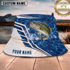 Maxcorners Fishing Blue Ocean White Geometric Scale Personalized 3D Bucket Hat (13 Fish Species)