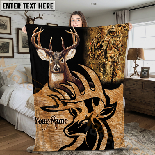 Maxcorners Deer Hunter Bow Hunting Silhouette Personalized 3D Blanket
