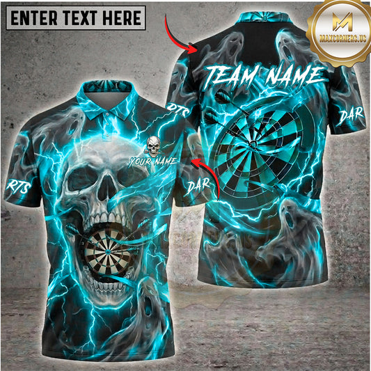 Maxcorners Darts Storm Skull Smoke Dartboard Multiple Options Personalized Name, Team Name 3D Shirt