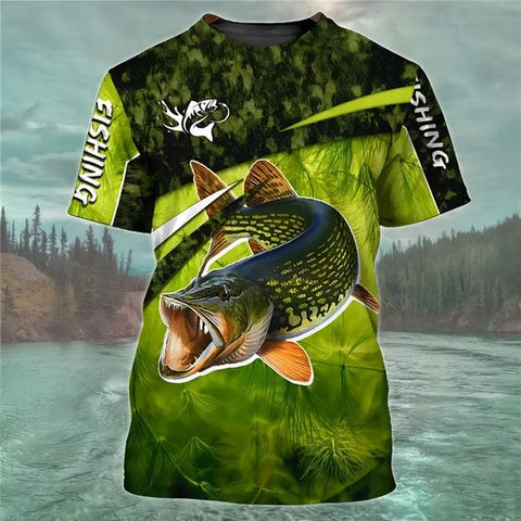 Maxcorners Summer Outdoor Sea Fish Casual Fishing 3D Shirt