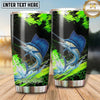 Maxcorners Fishing Tumbler Neon Green Paint Burst Design Personalized Name Tumbler (13 Species)