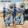 Maxcorners Fishing Tumbler Silver Blue Honeycomb Badge Design Personalized Name Tumbler (13 Species)