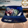 Maxcorners Fishing American Flag Blue Honeycomb Personalized Name 3D Bucket Hat (12 Fish Species)