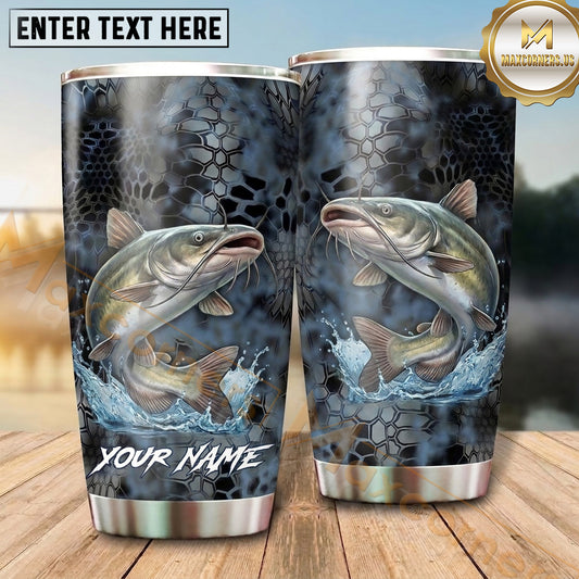 Maxcorners Fishing Tumbler Gray Smoke Scale Texture Design Personalized Name Tumbler (13 Species)